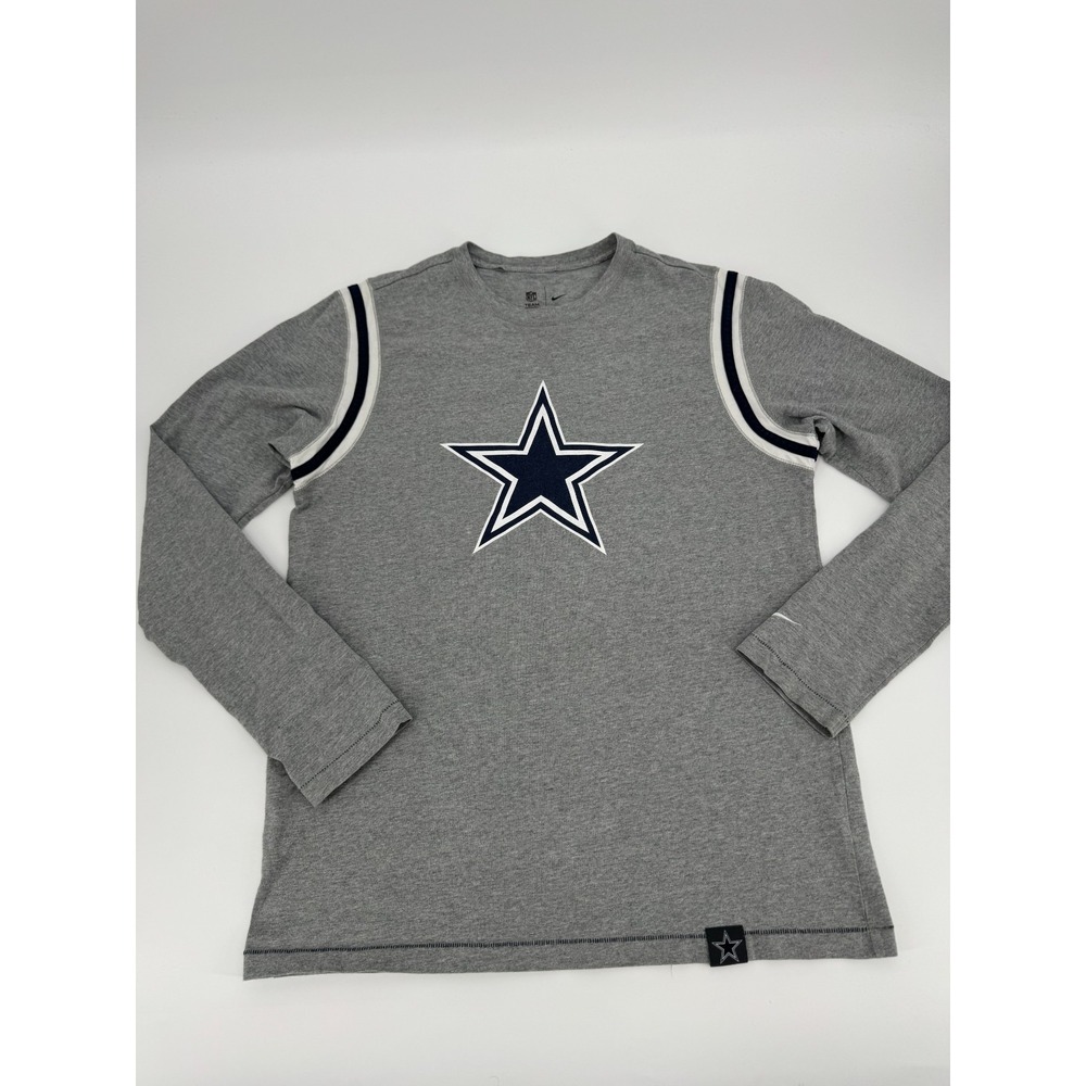 Nike Shirt Mens Large Gray Cotton Dallas Cowboys NFL Football Star Team Apparel